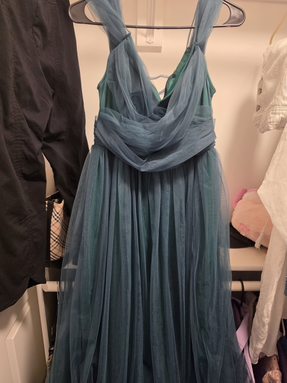Elegant Green Tulle Evening Dress - Women